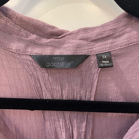 MLLE Gabrielle button up crinkle dress in lilac- 3X - Picture 4 of 6